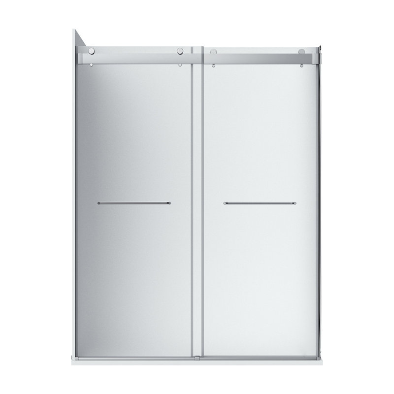 Ensemble de porte de douche rectangulaire sans cadre en chrome avec finition en verre givré l 48 po x P 36 po x H 76 po Molly