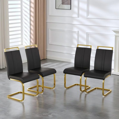 Ensemble de 4 chaises de salle à manger modernes en similicuir avec pieds en forme de C