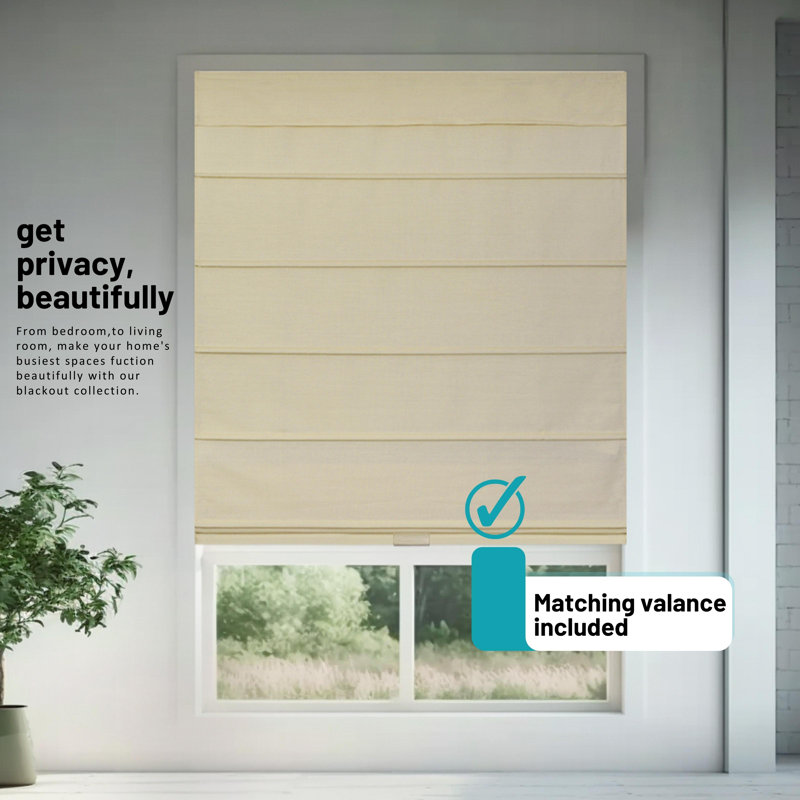 Blackout Roman Shade, 36"W x 64"L, Ivory