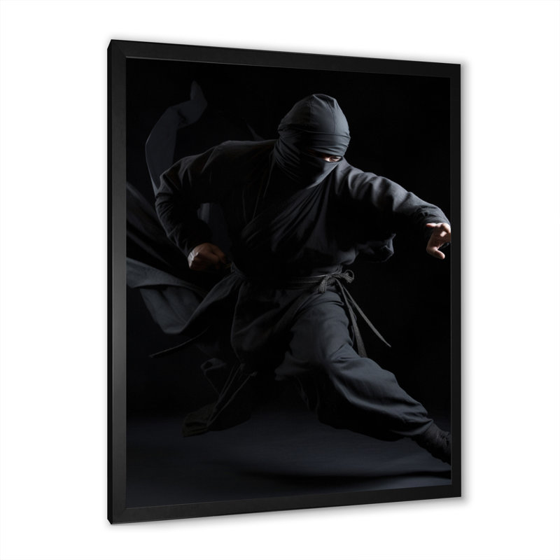 Reproduction d'art sur toile Martial Arts Combat Warrior V, Cadre simple noir, H 32 po x l 16 po x P 1 po
