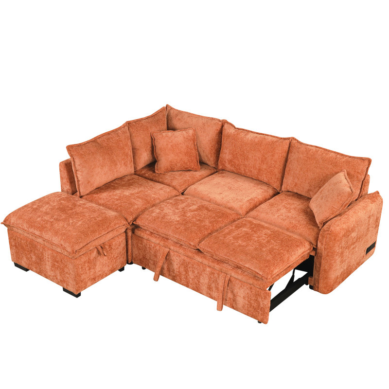 Orange avec rangement, 2 oreillers, prises de courant, ports - Option de siège confortable