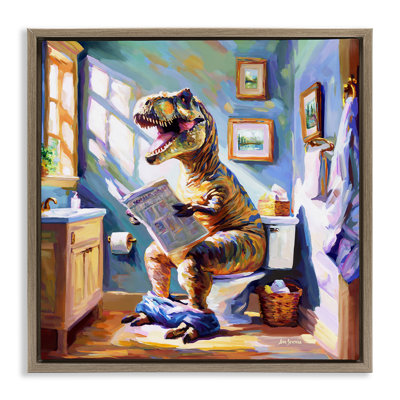 Urban Bathing Bear Black Framed Floater Canvas Wall Art by Leon Devenice