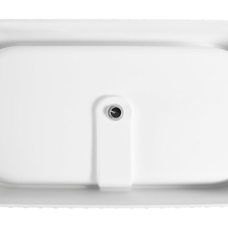 67" Freestanding Solid Surface Soaking Bathtub - Luxury Engineered Stone Resin, Matte White