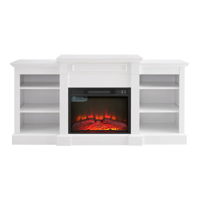 Media Console Table With Large Storage Cabinet,With 23" Fireplace Insert, For TV Up To 70'', Modern TV Media Entertaionment Stand,  Grey