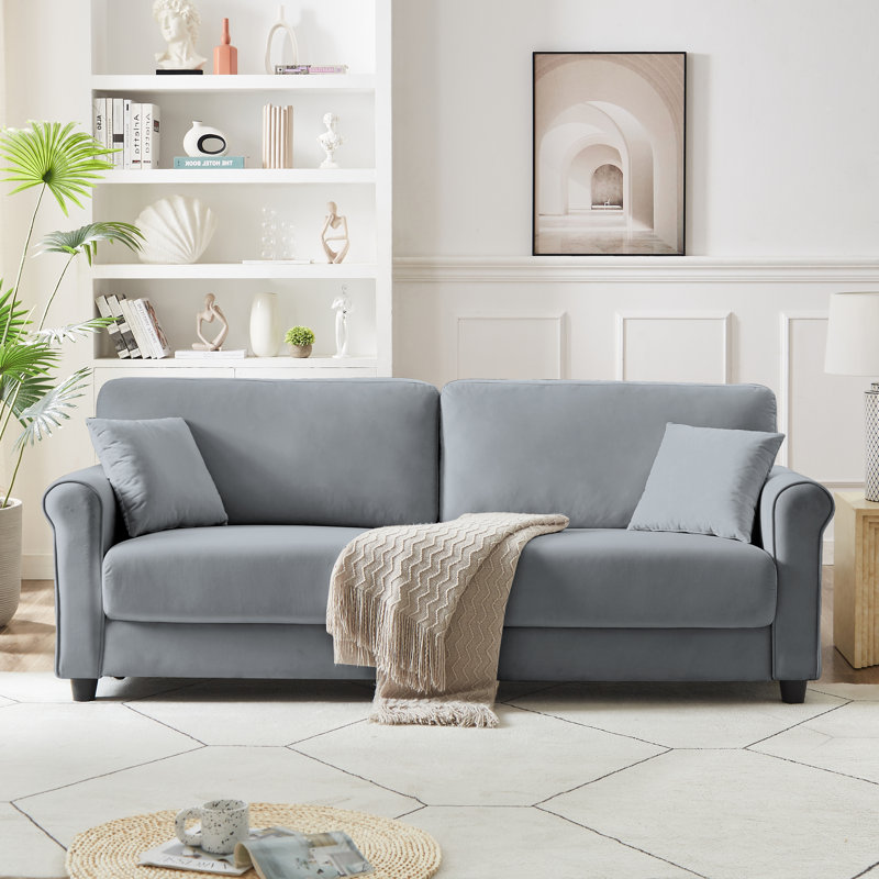 82.48'' Velvet Sofa, Gray