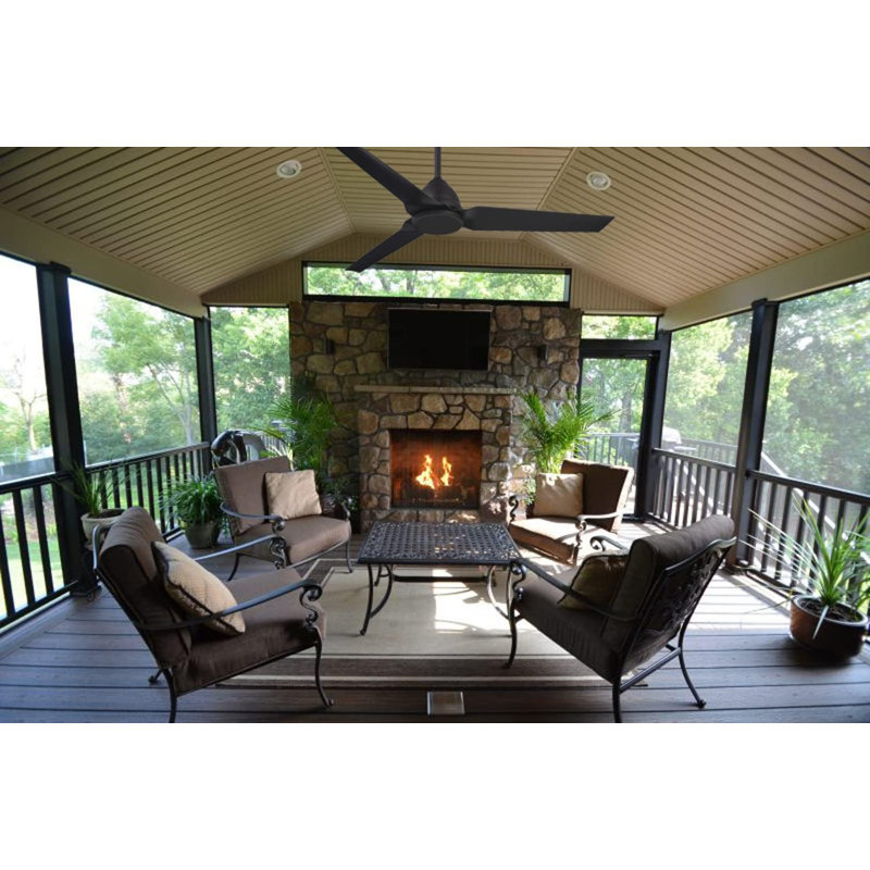 54" Java 3-Blade Propeller Ceiling Fan with Remote Control, Coal