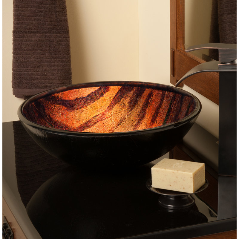 Novatto 16.5'' Red Glass Circular Bathroom Sink