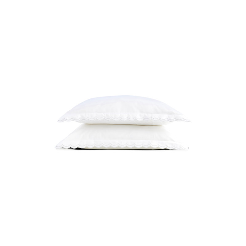 Scallop Edge Luxury Pillowcase Pair, Standard Pillowcase, White