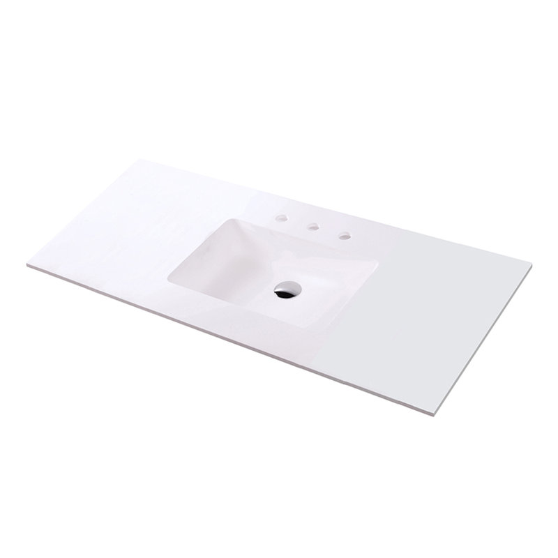 Kubitop 48.5'' L Bathroom Sink, Matte White, 3 Hole - 8" Centers