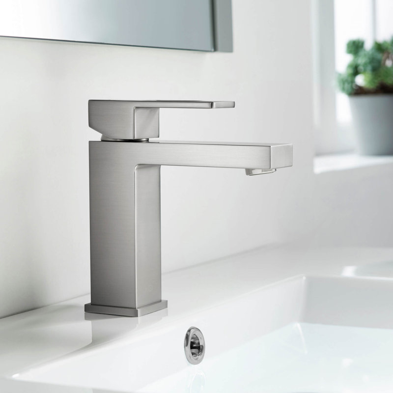 Kibi Cubic 6'' High-Arc Single-Handle Brushed Nickel Bathroom Faucet
