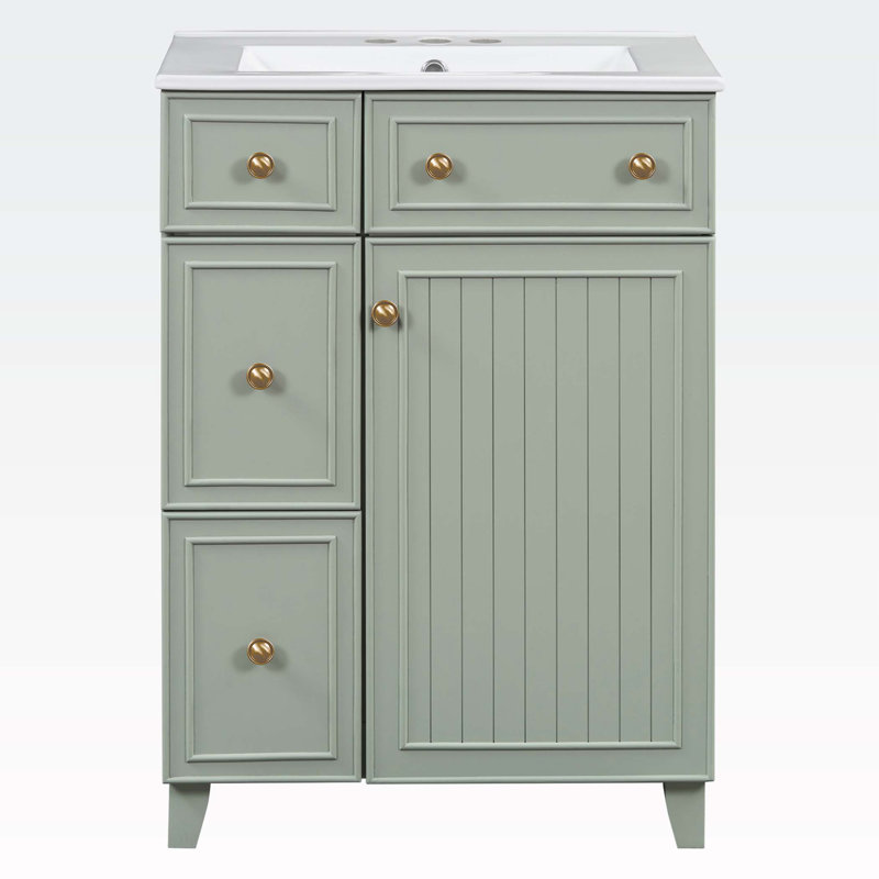 Stillas 24'' Bathroom Vanity with Ceramic Top, Green