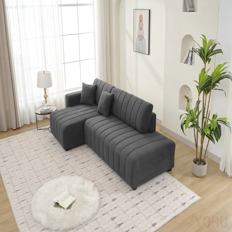 Wool Left Facing Sectional Sofa With Chaise