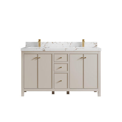 Meuble-lavabo double 60 po avec plateau Chicago