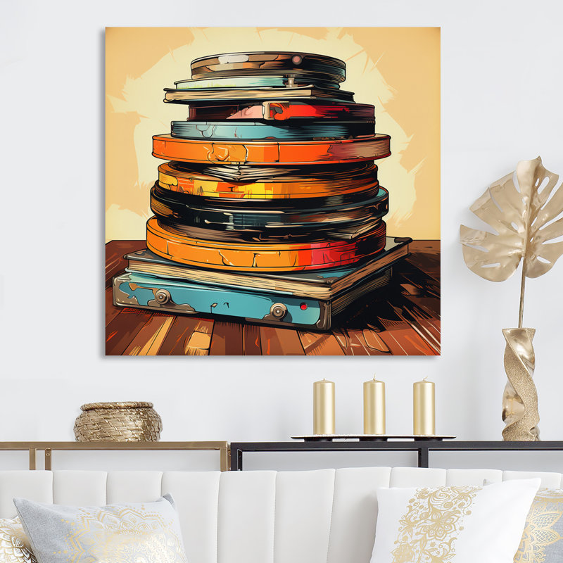 Vinyle disque vinyle rétro II - reproduction sur toile, Toile tendue, H 16 po x l 16 po x P 1 po