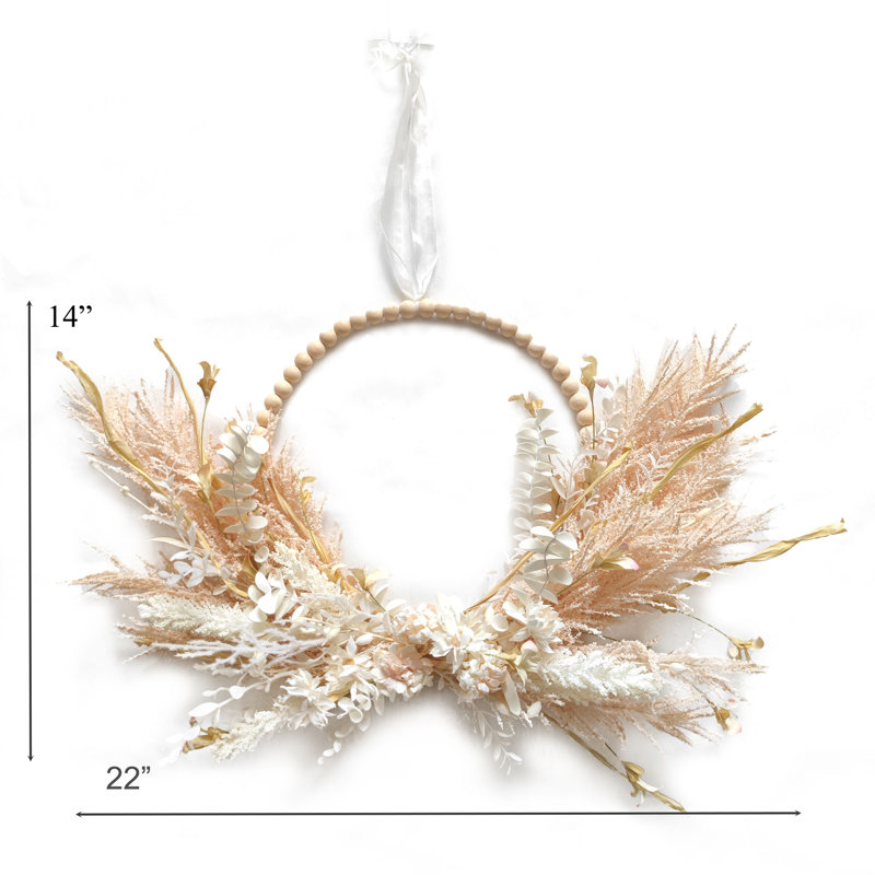 Handcrafted Faux Pampas Polyester 22'' Wreath