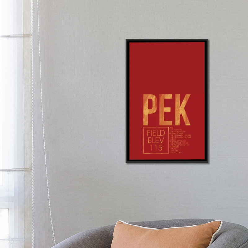 Art textuel sur toile "Pékin", H 26 po x l 18 po x P 1,5 po, Toile avec cadre noir, Pas de tapis