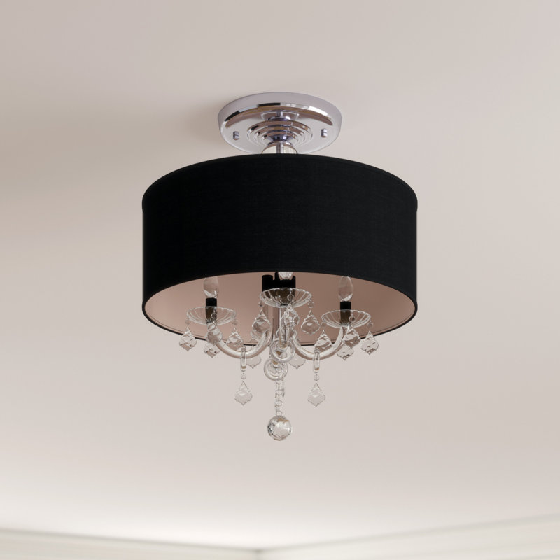 Averill Fabric Semi Flush Mount, Black