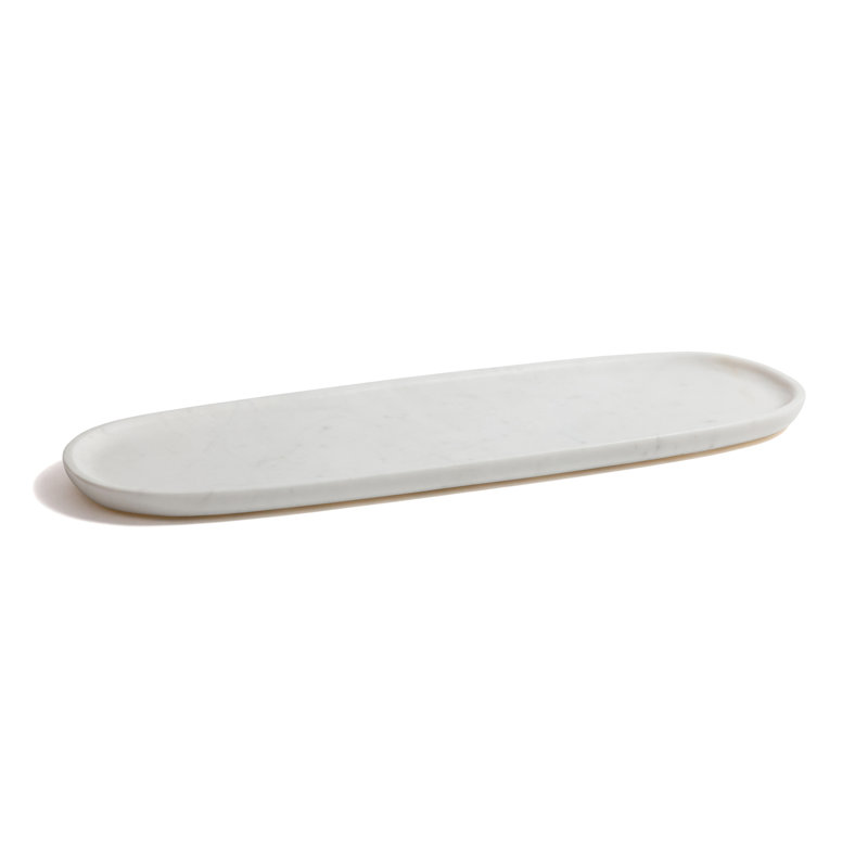Plateau de service ovale en marbre, Blanc