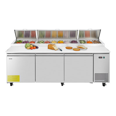 Commercial Refrigerated Pizza Prep Table Stainless Steel Fridge Triple Door