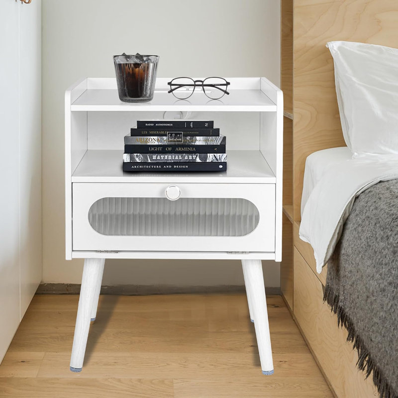 Table de chevet Leggon, Blanc