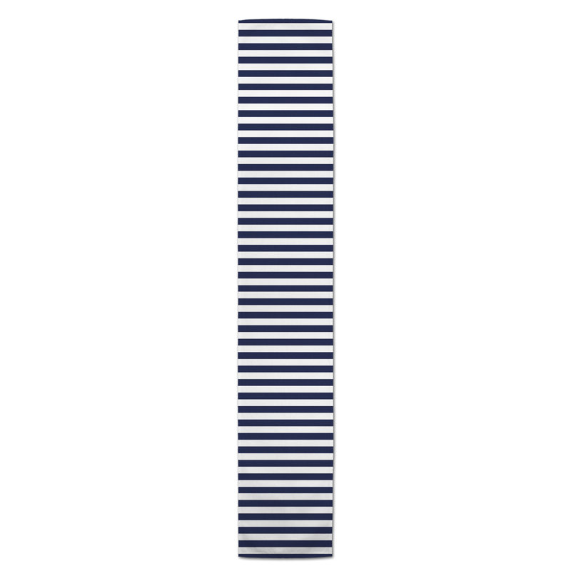 Lynda Stripes Table Runner, 72" x 16", Navy Blue, Striped 2