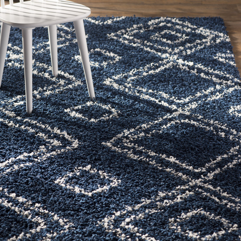 Geometric Shag Area Rug, Rectangle 122 x 183cm