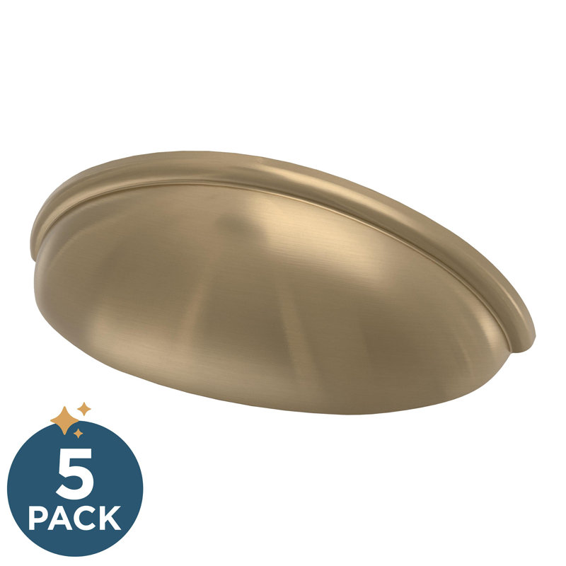 Champagne Bronze Brass Cup Pulls with Mounting Hardware, Set of 5