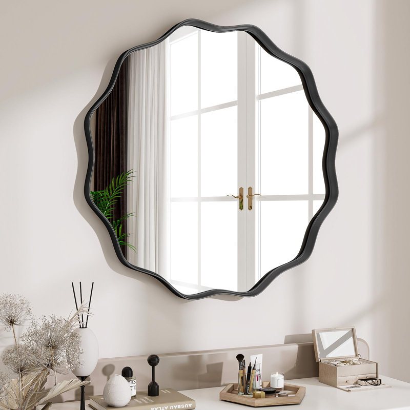 Miroir de salle de bain Wavy, 20 po x 20 po, Noir