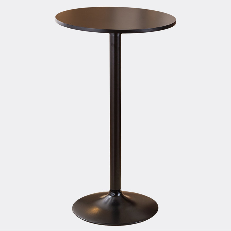 Laterrian End Table Belham Round Top Adjustable Height with Base Metal Bar Table, Black, Black, 40" H x 24" W x 24" D
