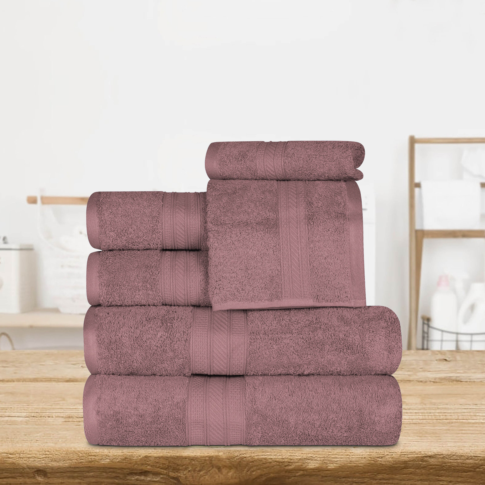 Glenlee 700GSM Long Staple Combed Cotton 6-Piece Towel Set, Grape Shake