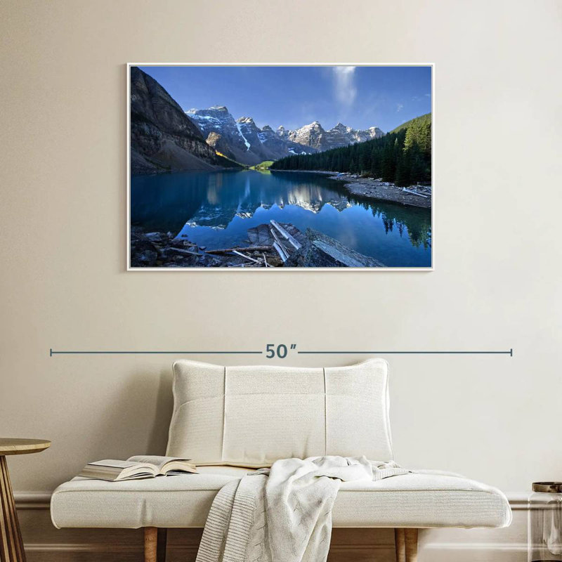 Lac pittoresque de la Moraine, Cadre flottant blanc, 40 po x 27 po