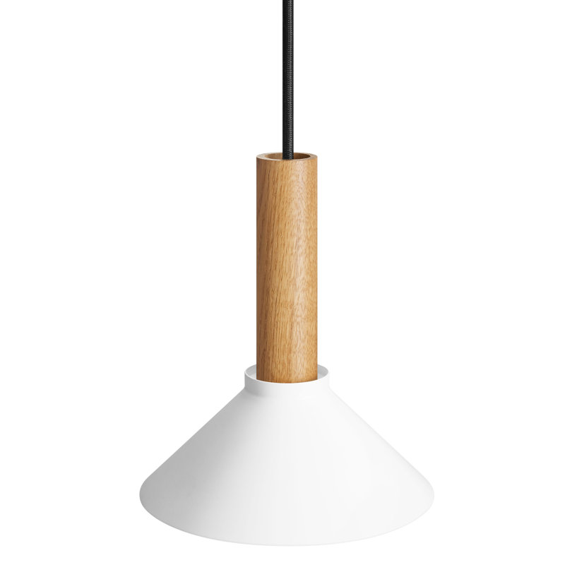 Emblem 1 - Light Pendant, White, White Oak, 9" H x 18" W x 18" D
