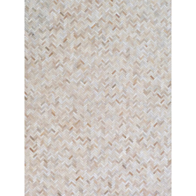 Mosaic Leather Cowhide Chevron Indoor Rug