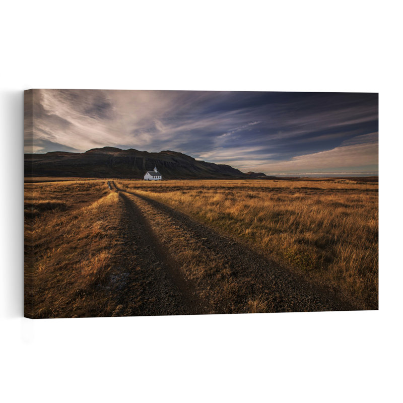 Lonely Church Road - Paysage d'automne dramatique, paisible et serein (affiche murale), H 40 po x l 60 po