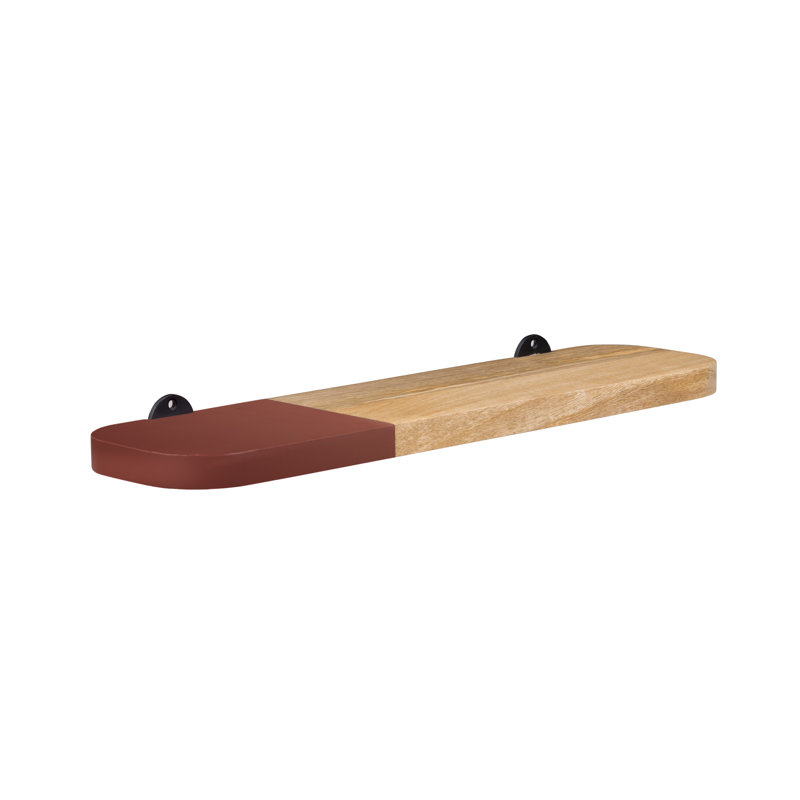 Ronella solid wood wall shelves, H 1 po x l 24 po x P 6 po, Naturel / bourgogne