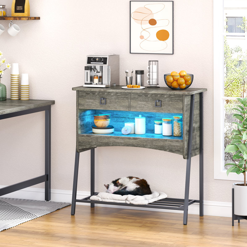 Buffet 2 tiroirs Iron Acton, Noir / gris foncé rétro