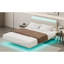 Pas de sommier nécessaire, grand lit, beige, ressort, tête de lit réglable, lumières à DEL, revêtement en velours, cadre de lit de tête de lit flottant,
