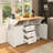 55.7'' Large Kitchen Island With 2 Drop Leaf,, Rolling Kitchen Cart On 5 Wheels With Power Outlet, Folding Storage Dining Table With Spice & Towel Rack , 3 Drawers, For Kitchen, Dining Room-43521330