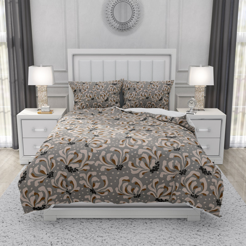Floral Duvet Cover, King Duvet Cover + 2 King Shams
