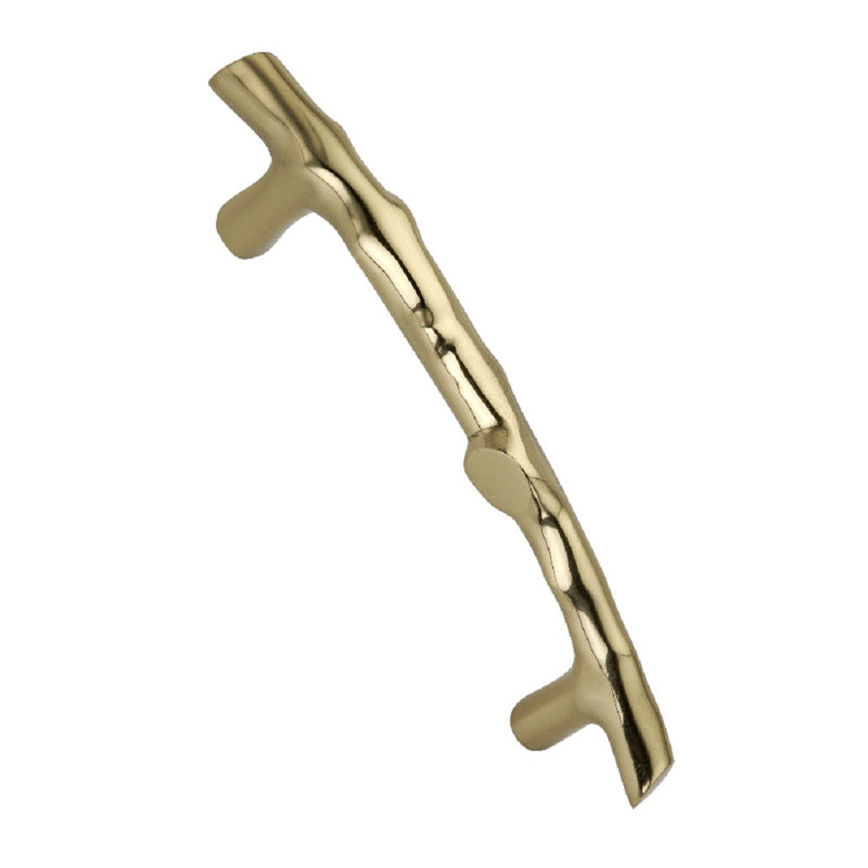 Bamboo Pull Handle, Polished Brass, 20cm L x 2cm W x 5cm D