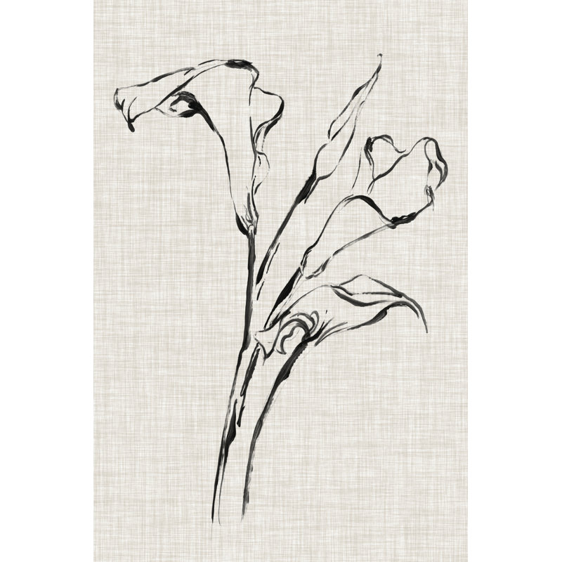 UA CH Floral Ink Study IV by Ethan Harper - Wrapped Canvas Painting, 46cm H x 30cm W x 3.8cm D