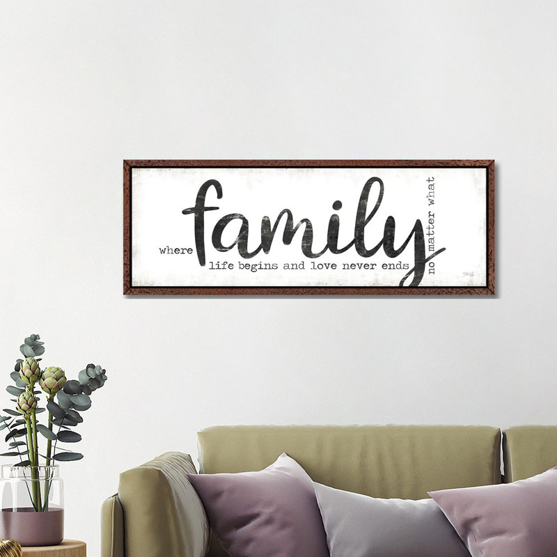 Family Where Life Begins by Marla Rae - Panoramic Print on Canvas, 121.92 cm H x 40.64 cm W, Brown Floater Frame