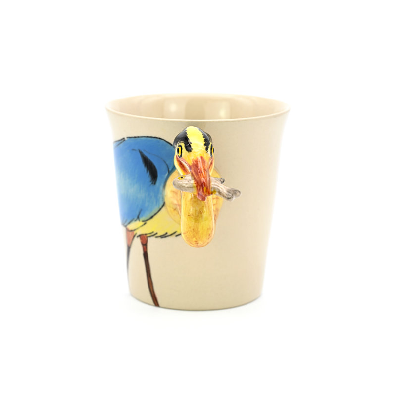Mug196 Blue Heron W/fish Mug 10 Oz