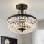 Lustre semi-encastré noir à 3 lumières de 30 cm (12 po), en cristal K9, culot E12, idéal pour chambre, entrée, couloir, salle de bain ou salle à manger. Ampoules non incluses.