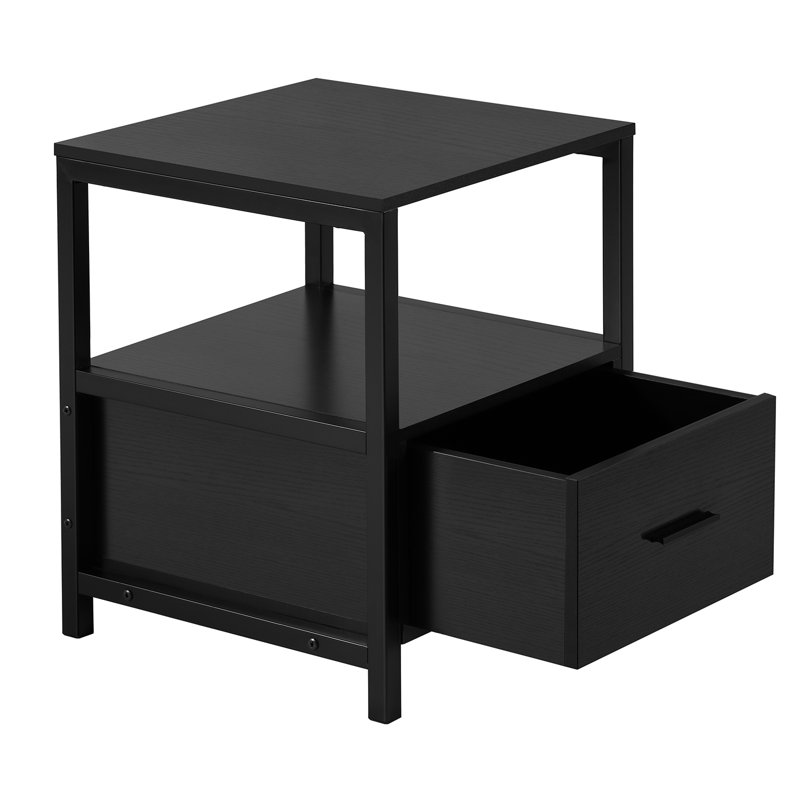 Kempst 15.7'' W Metal Nightstand, Black