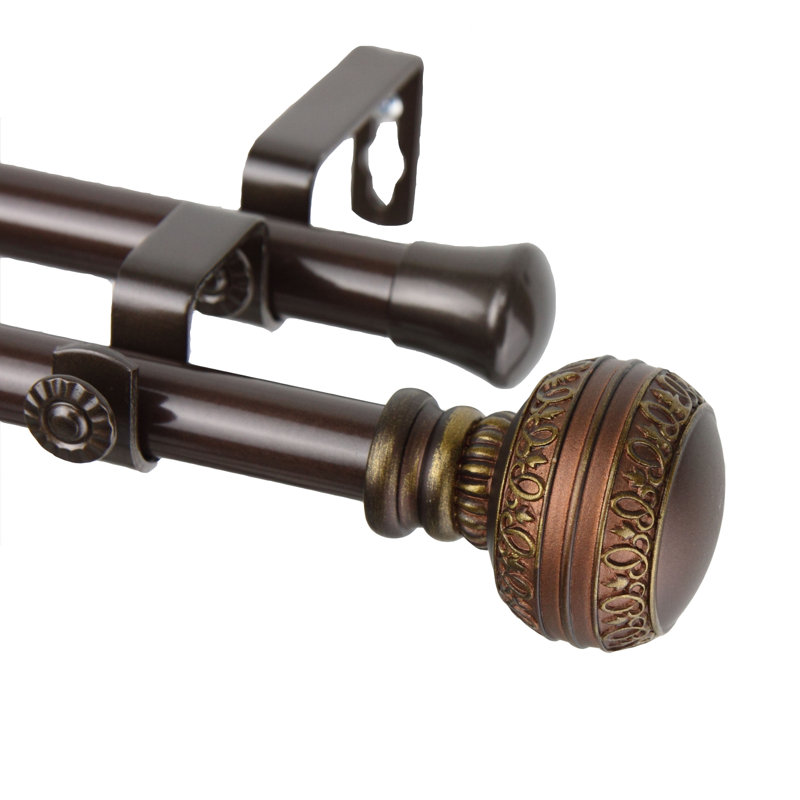 Tringle à rideaux double Zeller, 48 po - l 84 po, Cacao