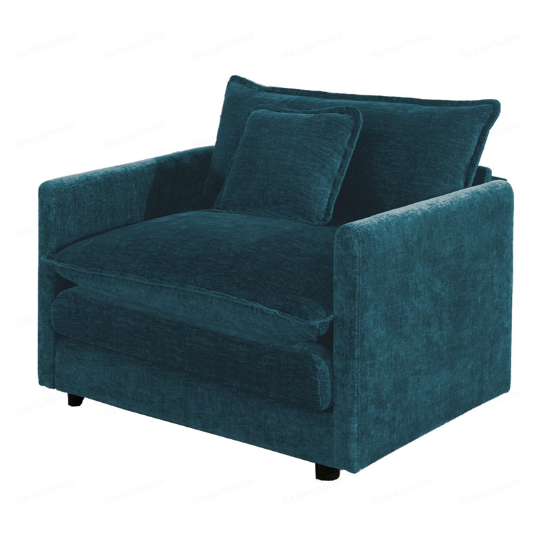 Fauteuil de lecture rembourré Comfy, Chenille-Blue