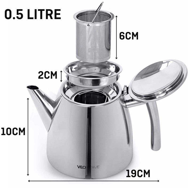 Stainless Steel Tea Pot with Infuser  Brayden Studio Baram Teapot, 0.5 L
