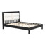 Structure de lit plateforme en bois massif avec tête de lit tapissier en velours beige, finition espresso, aucun sommier requis-276248338