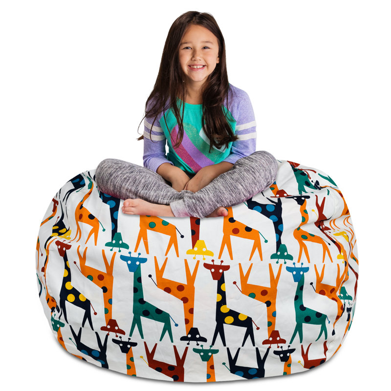 Housse pour fauteuil à billes Kids, Très grand - 48 po, Toile - girafes sur fond blanc